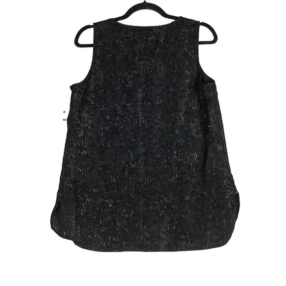 Halogen Women’s Small Black Eyelash Textured Sleeveless Blouse Top - Picture 2 of 15